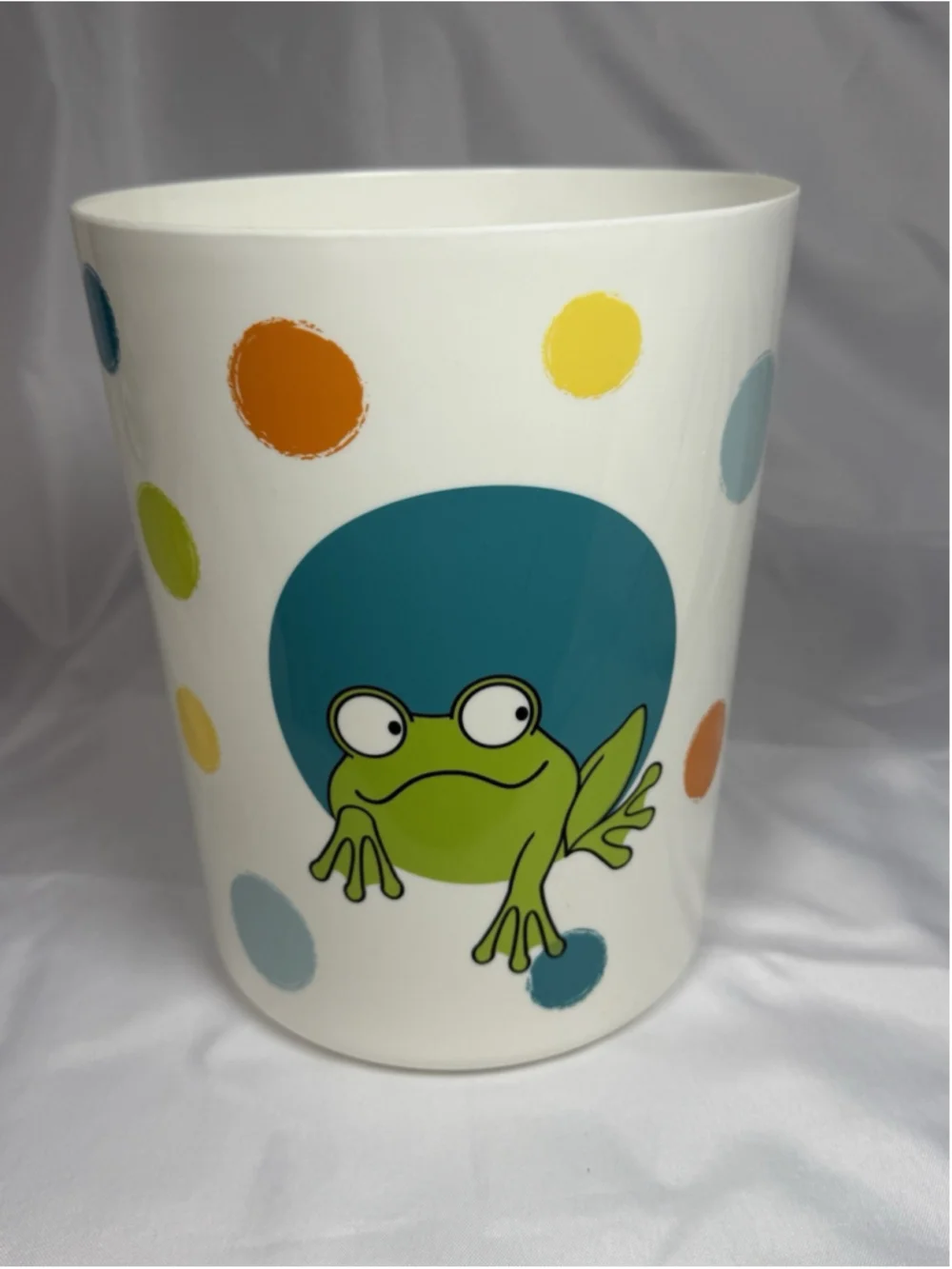 Bath in Style Frog Bathroom Wastebasket Trash Can Polka Dot Kids Bath Decor