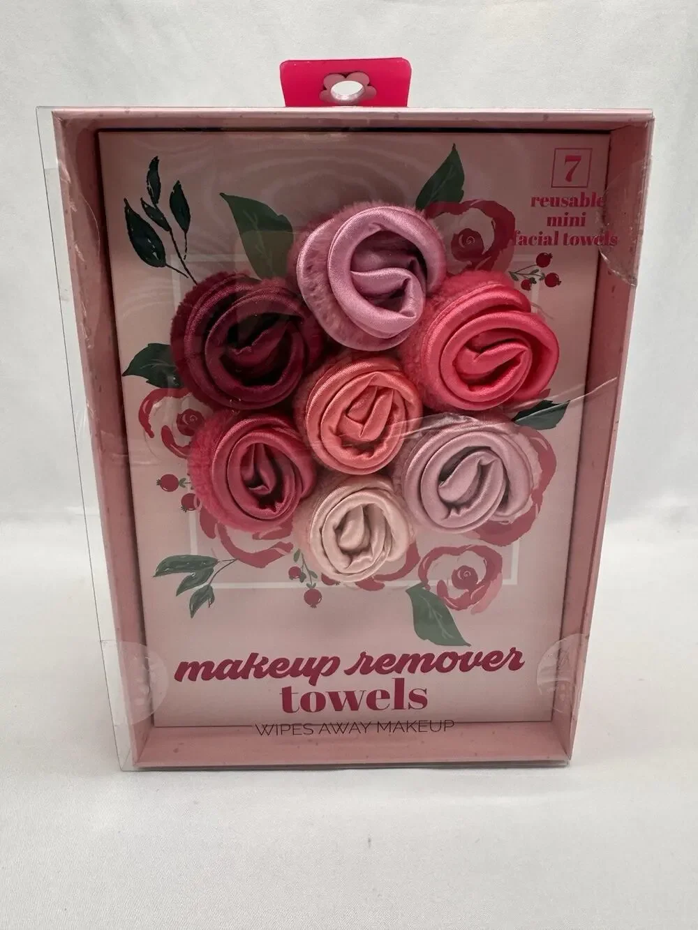 Reusable Rose Makeup Remover Towels Set of 7 Mini Facial Cloths Gift Box Beauty