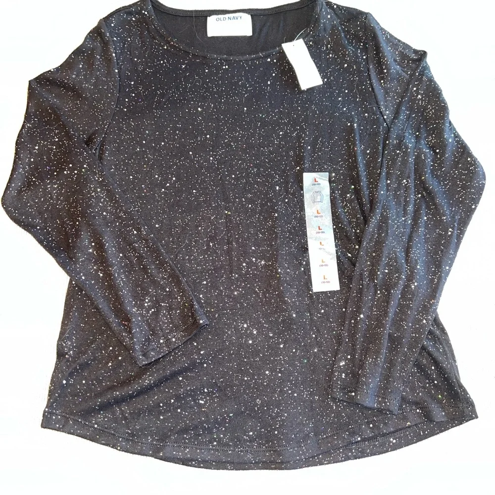 Old‎ Navy Black Sparkle Top | Juniors Size 10-12 | NWT