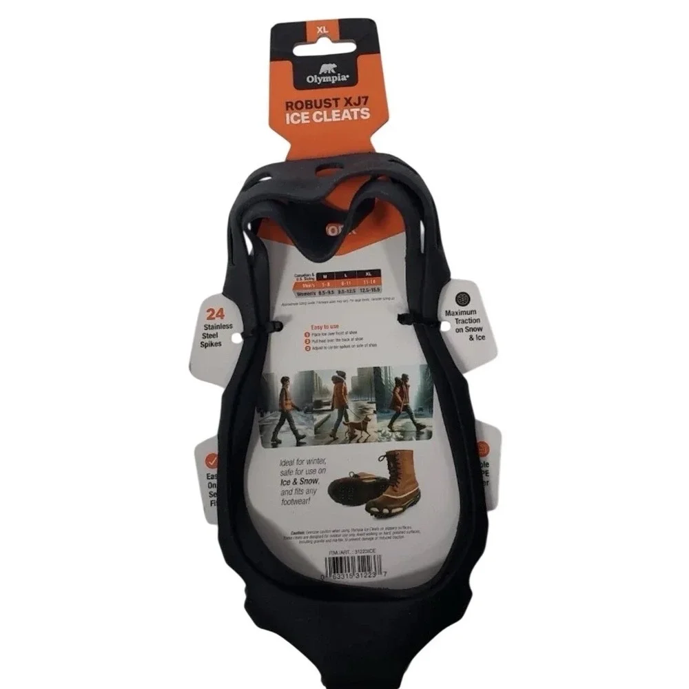 Olympia ROBUST XJ7 Ice Cleats: X-Large 11-14 Portable‎ Snow & Ice Shoe Grips,