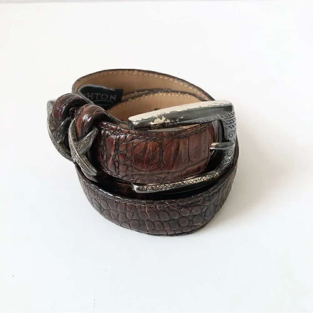 Brighton reptile print leather belt with silver finished buckle