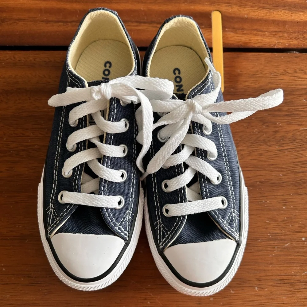 Converse Kids Navy Blue Low Top Sneakers with White Accents