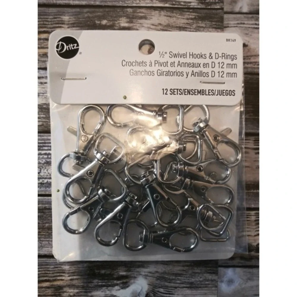 Dritz 1/2 Swivel Hook with D‎ Rings 12pc Package NEW