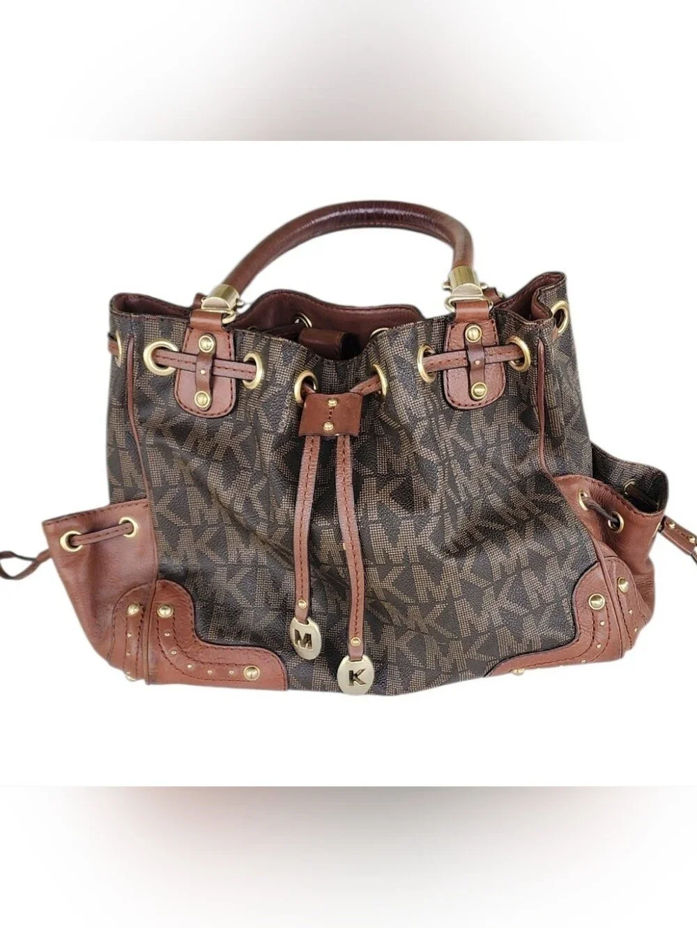 Vintage Michael Kors Brown Logo Drawstring Tote