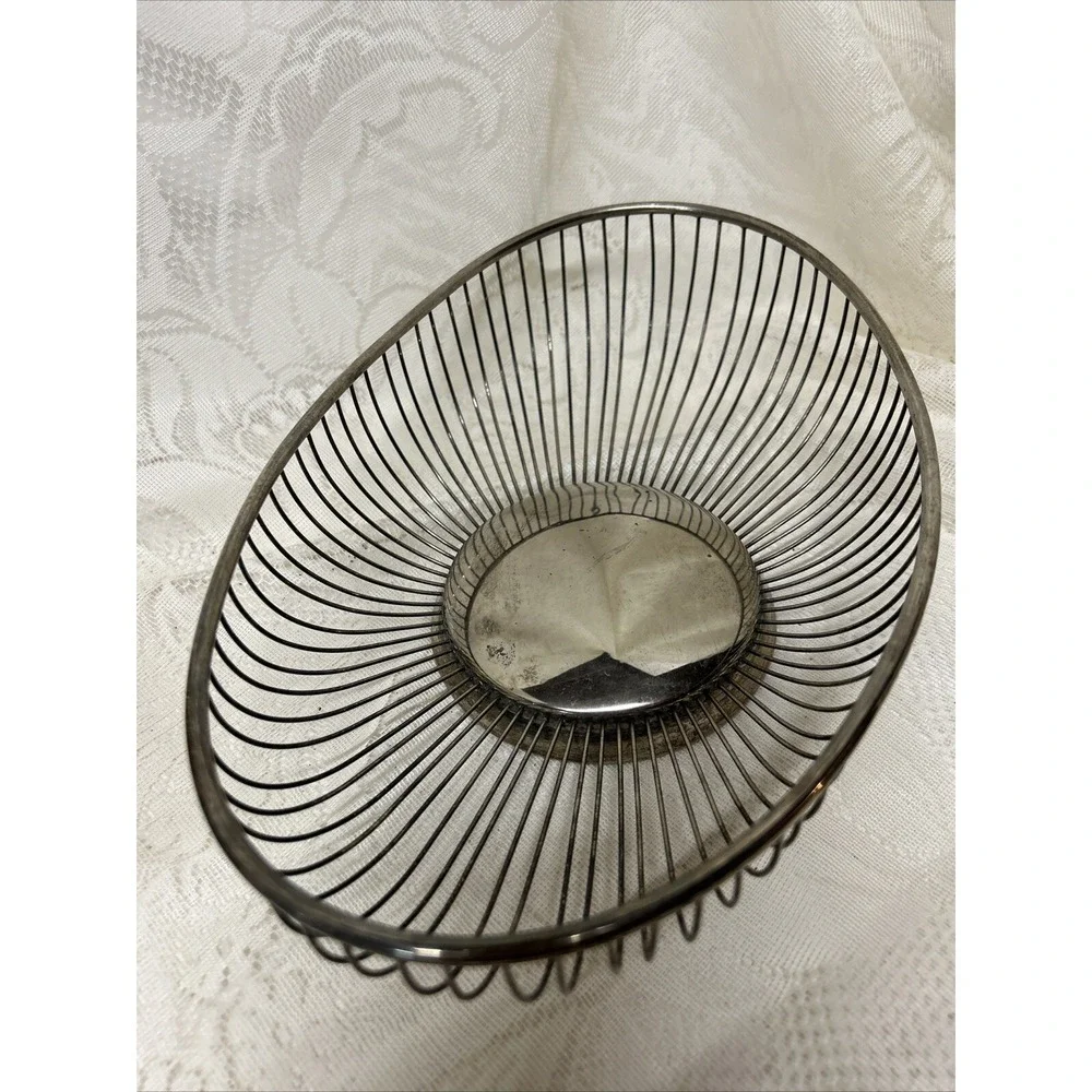 Vintage  Oval SilverPlate‎ Wire Bread Fruit Basket Raimond Italy MCM