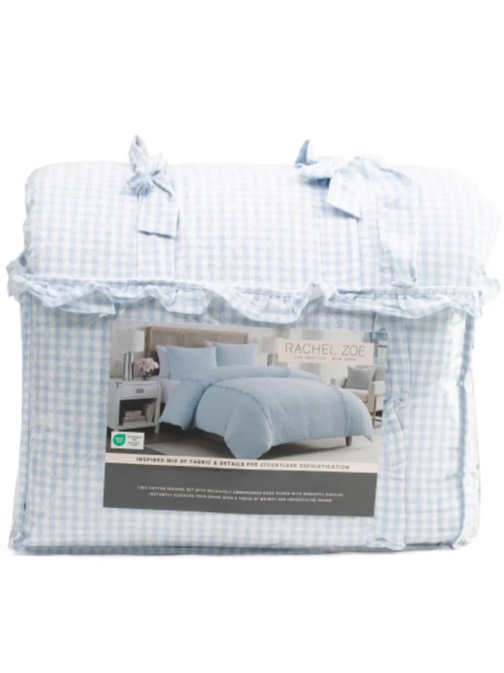 Rachel Zoe Light Blue Gingham Comforter Set