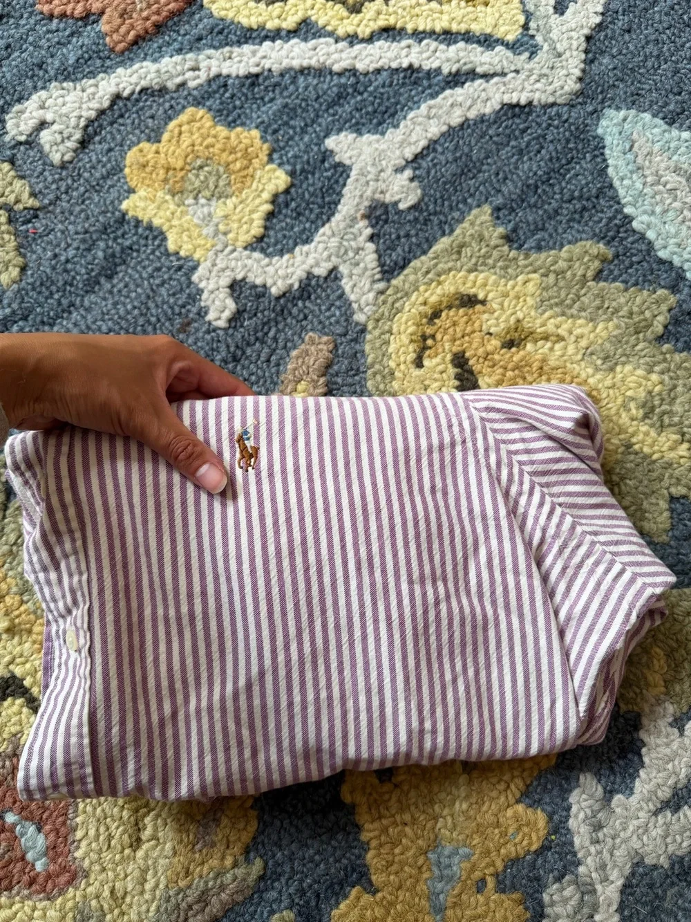 Polo Ralph Lauren Men’s Purple Stripe Polo Button Down Long Sleeve Size XXL