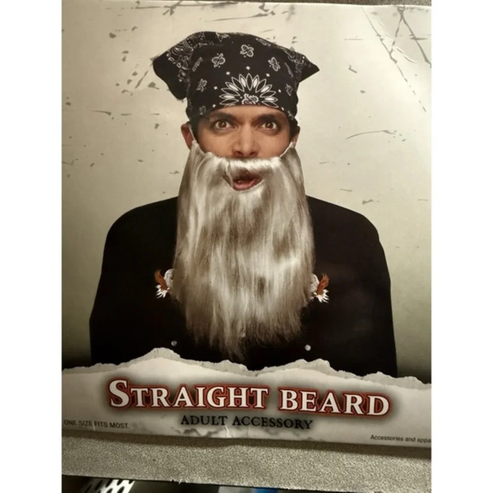 Theater Adult‎ Costume Gray Straight Beard Accessory  New In Bag