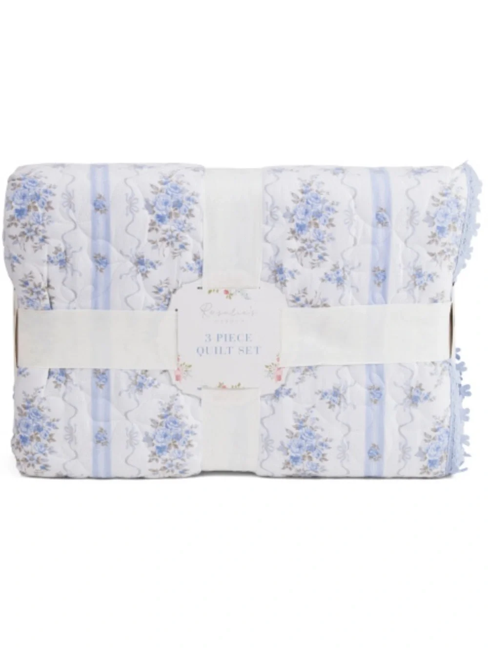 Rosalie 3-Piece Blue Floral Quilt Set - Home Bedding