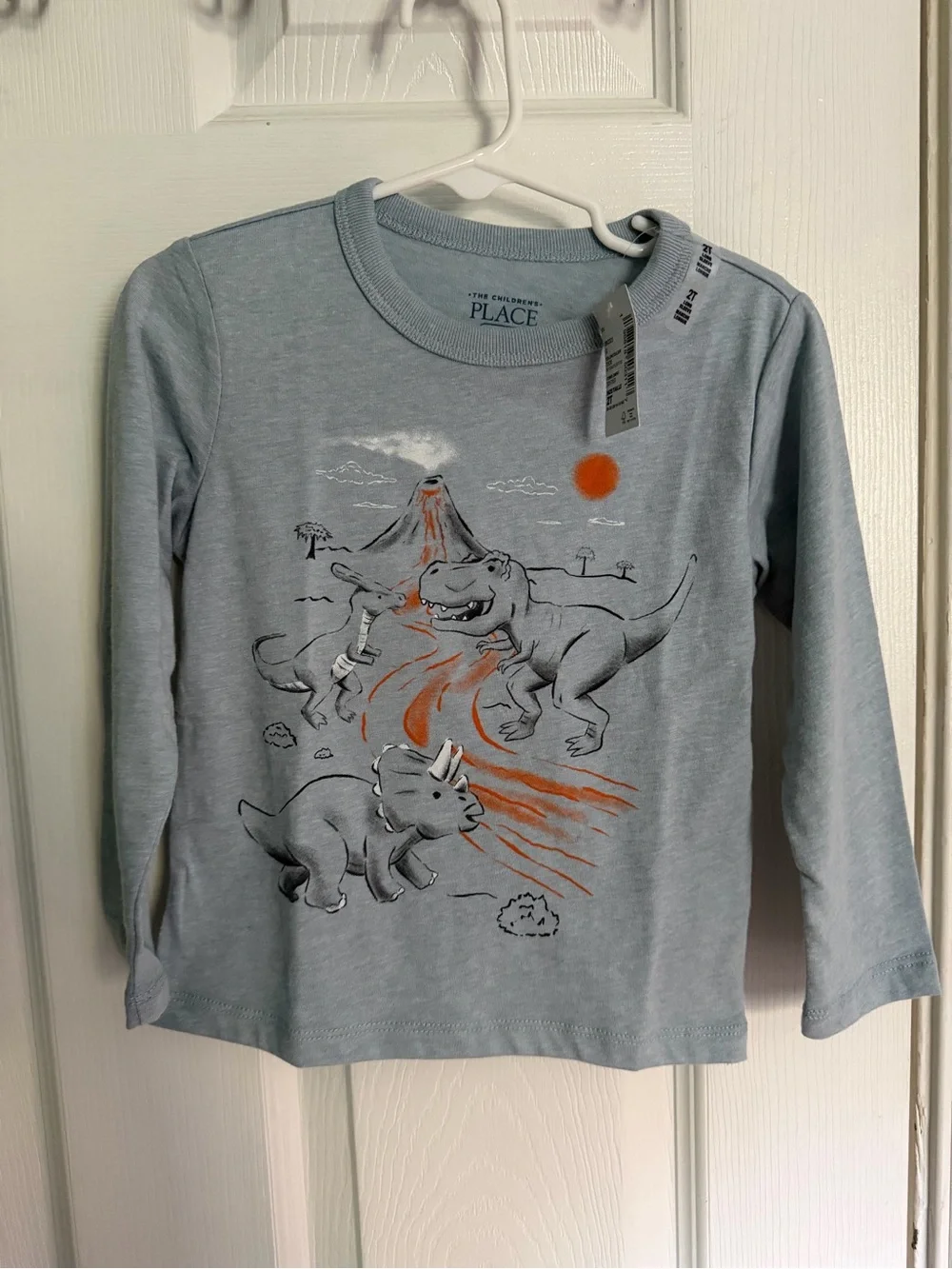The Children's Place Light Blue Dino Volcano Long-Sleeve Tee