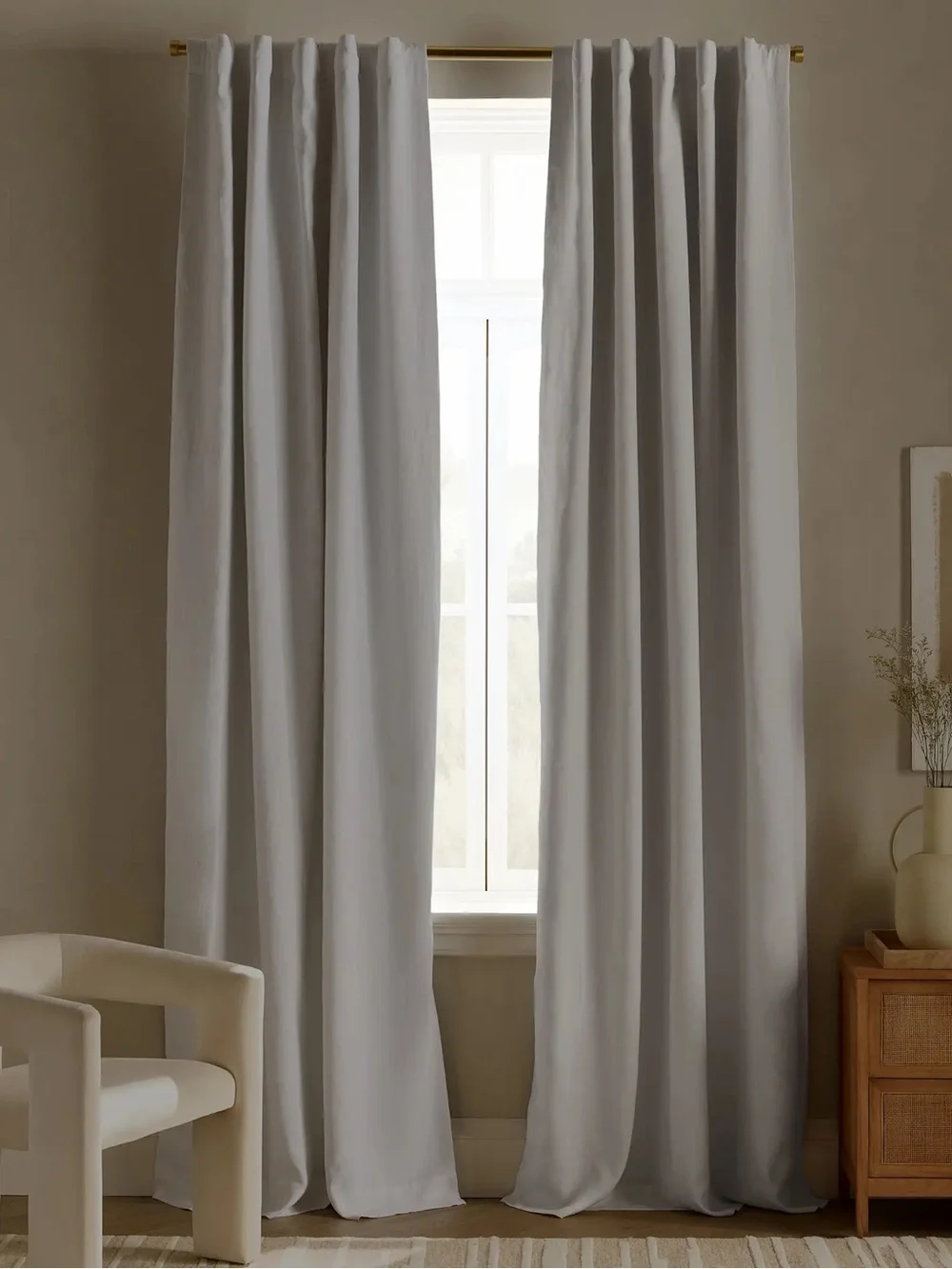 NWT QUINCE Set Of 2 48x84 European Linen True Blackout Curtains 9365