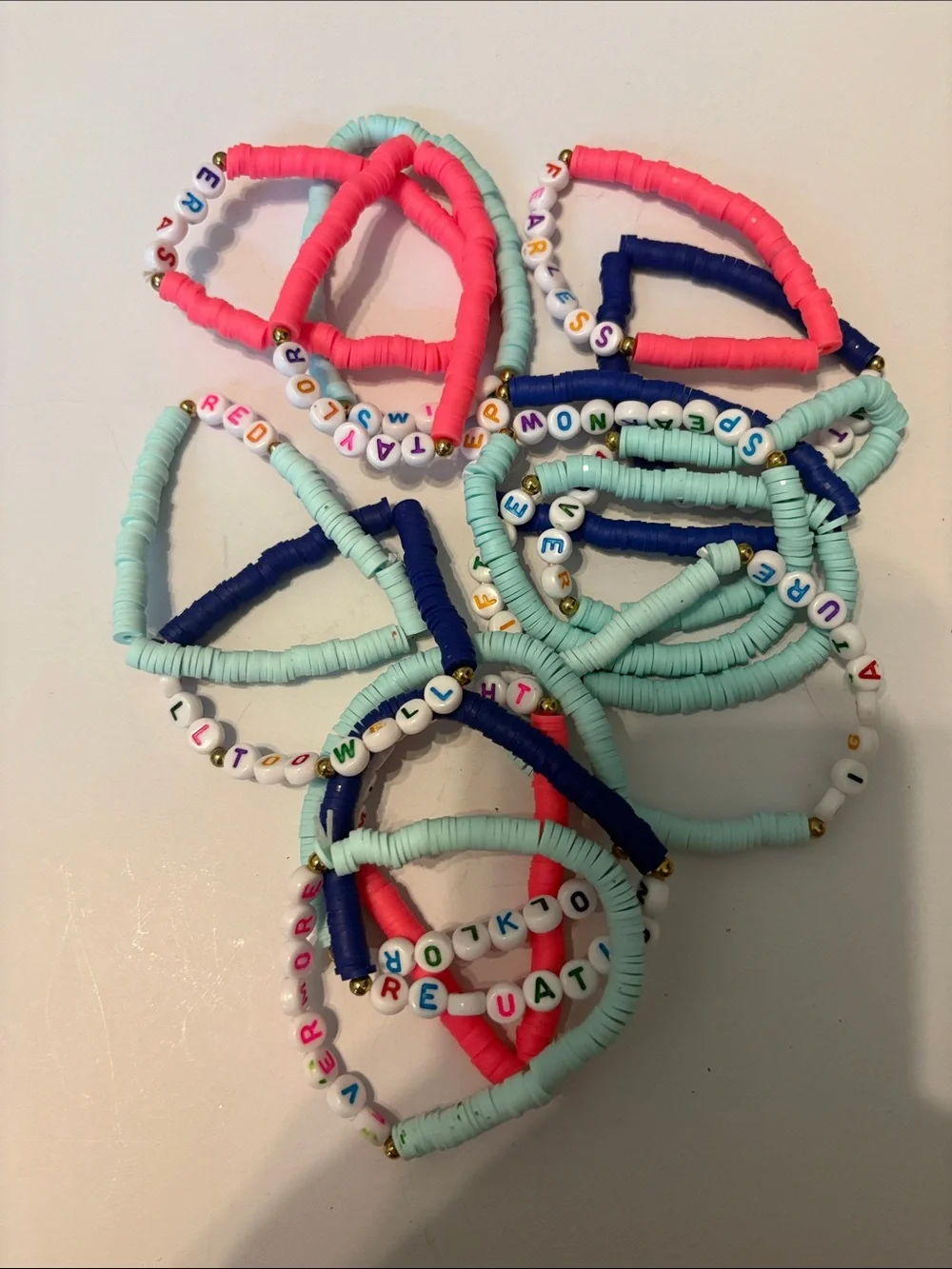 Kids Beaded Name Bracelet - Pink, Mint & Navy for Swifties!!!!!