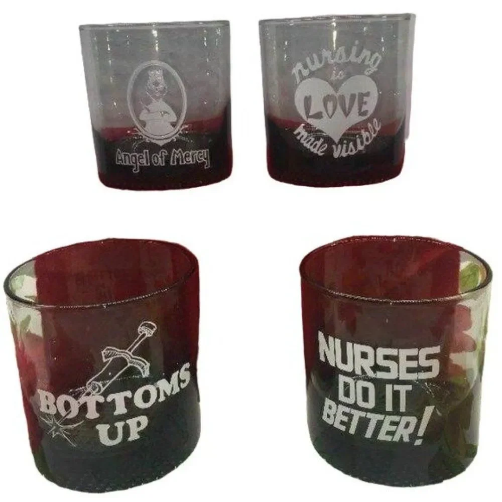 Covid Nurse Set of 4 Drinking Glasses‎