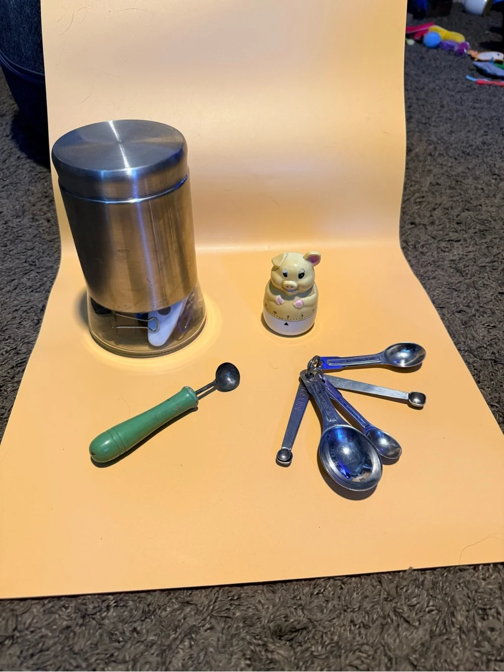 Stainless Steel Canister with Measuring Spoon Set - Silver