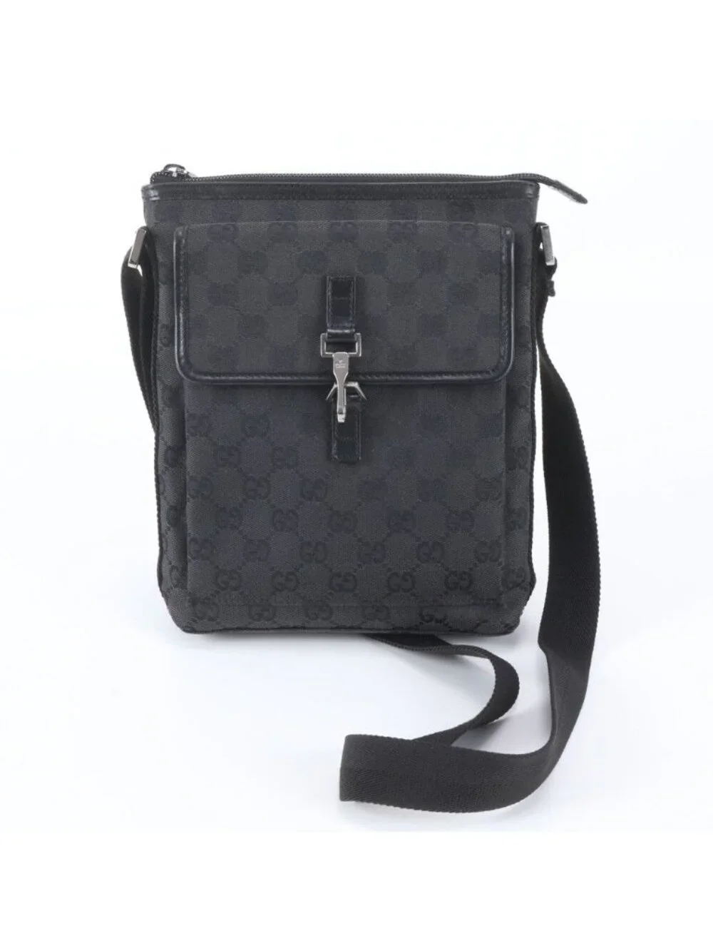 Gucci GG Canvas Leather Shoulder Bag Messenger Business Black