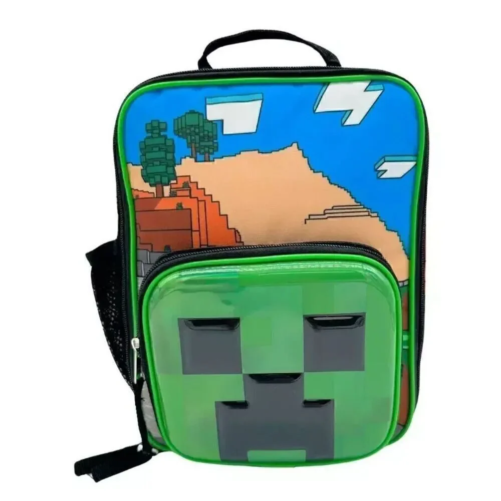 MINECRAFT CREEPER Kids BPA-Free Insulated Lunch Tote Box w/ Bottle Pocket