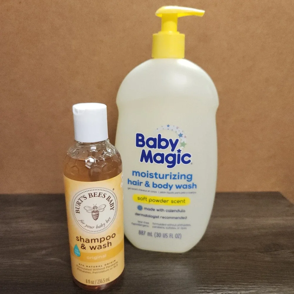 Baby Magic 30oz Body Wash & Burts Bees Baby‎ 8oz Shampoo Wash Bundle Set