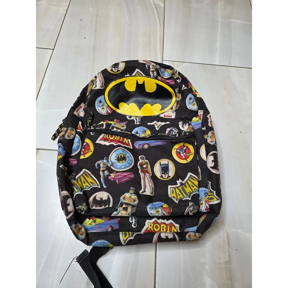 Batman and Robin‎ Comic Print Backpack Black Yellow DC Comics Superhero Bag