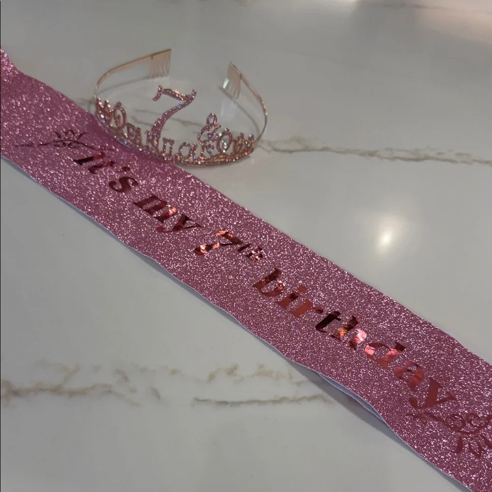 Pink It's My 7th Birthday Sash and 7 Fabulous Tiara