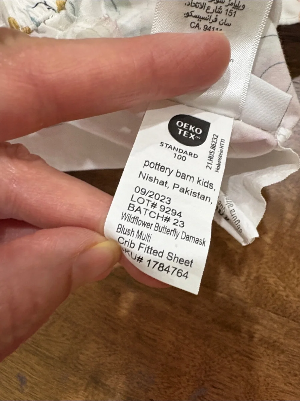 Pottery Barn organic cotton