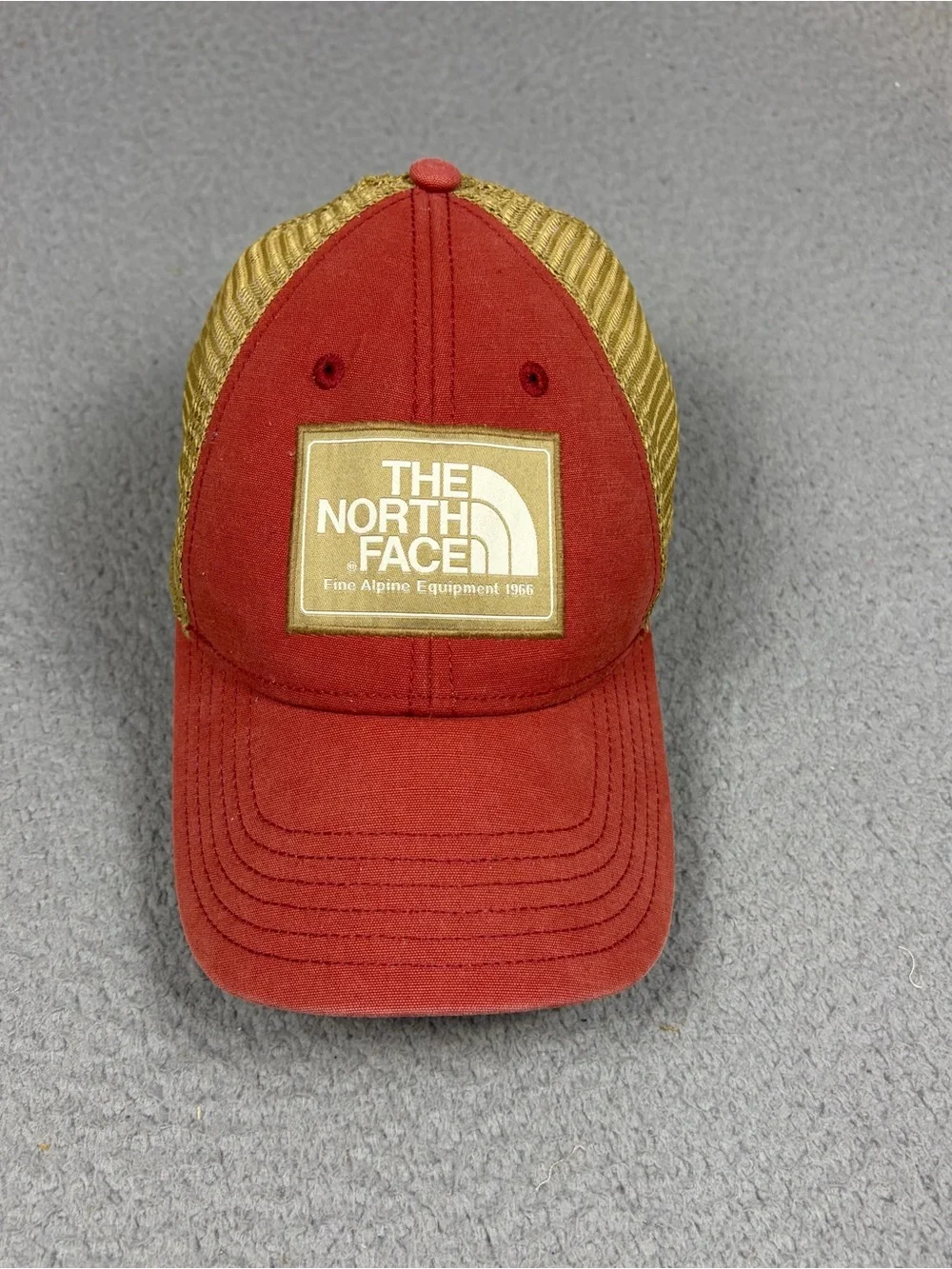 The North Face Red and Gold Trucker Hat Cap SnapBack Adjustable Outdoor Hiking