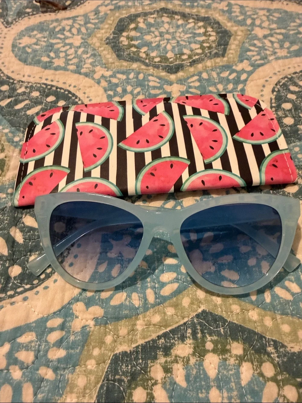 Light Blue Cat Eye Sunglasses with Blue Lenses - Women’s Fashion Accessory