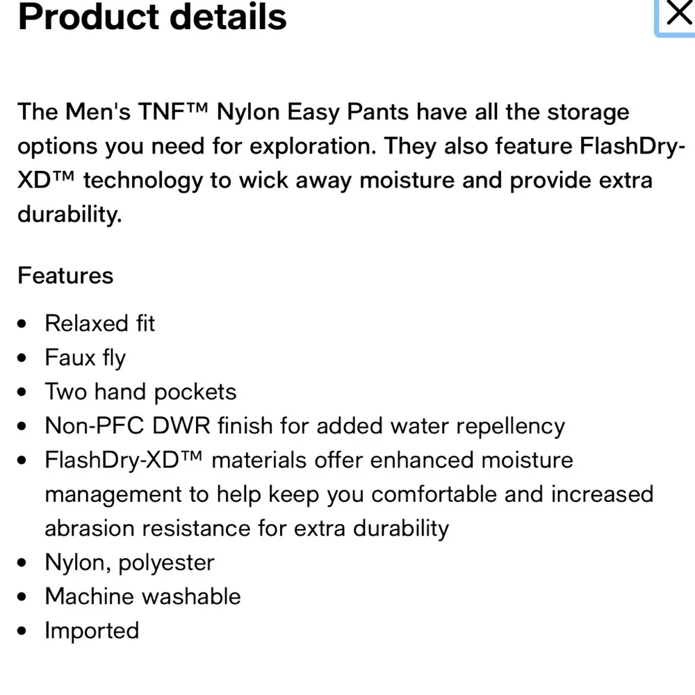 The North Face size tags 9”