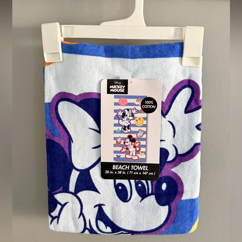 Disney Mickey Mouse Minnie Mouse‎ Beach Towel 100% Cotton 28x58 NWT