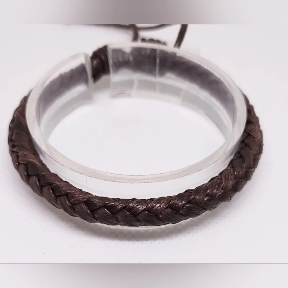 Men's Leather Bracelet Braided Brown‎ New f90