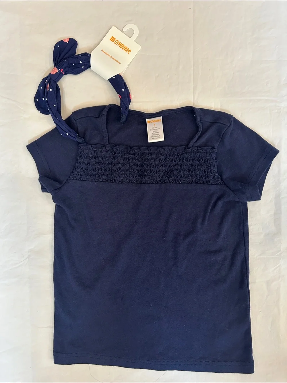 Gymboree Navy Blue Smocked Top with Navy Headband