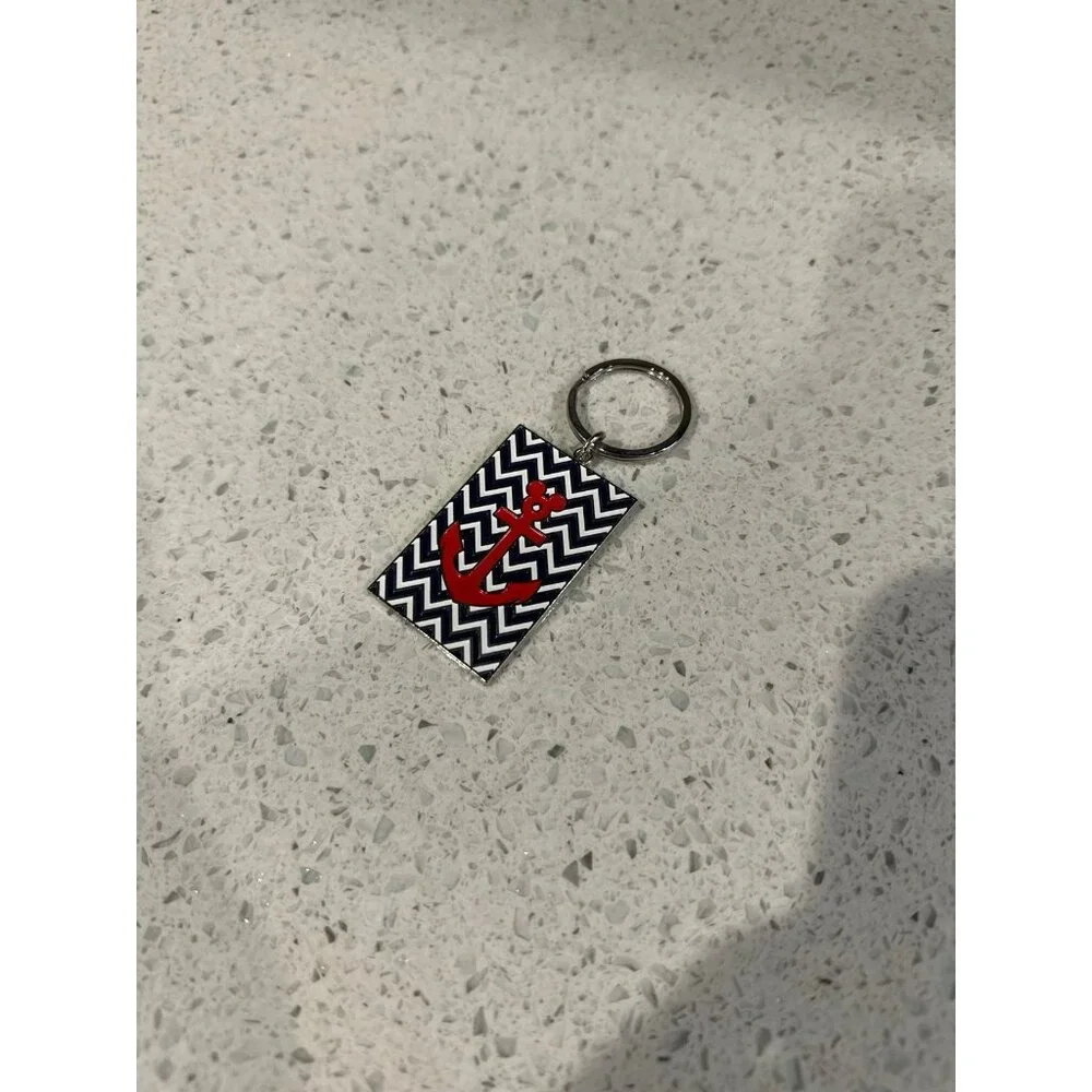 Classic Disney Cruise Line Chrome Keychain‎ with Red Anchor