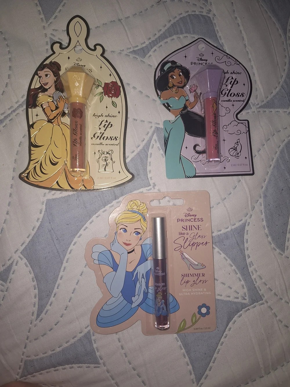 Disney Princess Shimmer Lip Gloss Trio - Yellow, Purple & Pink Packaging