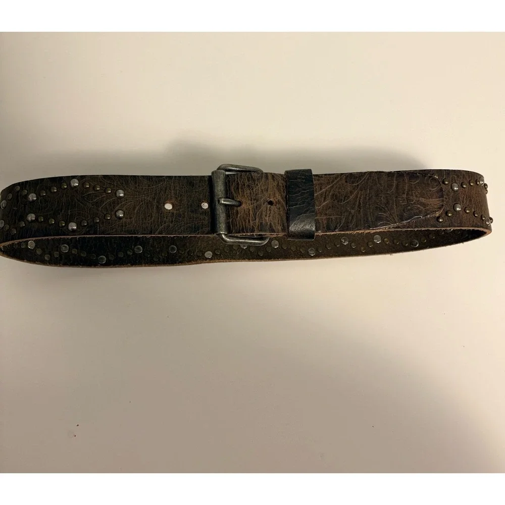 Cowboysbelt Genuine Leather Brown Studded Belt Size 85 (34