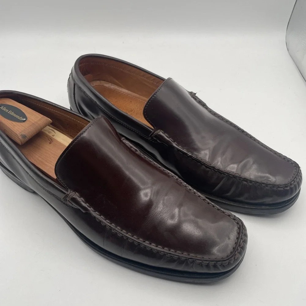COACH Men's Leather Brown Burgundy Moc Toe Venetian Loafers US 11D Made in Italy