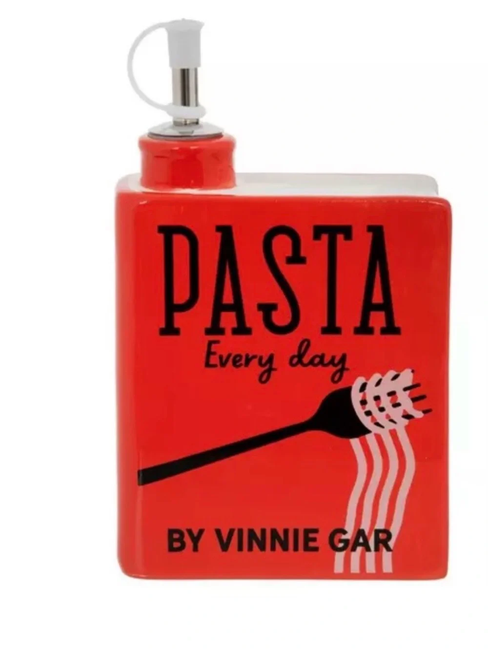 Red 'Pasta Every Day' Ceramic Dispenser