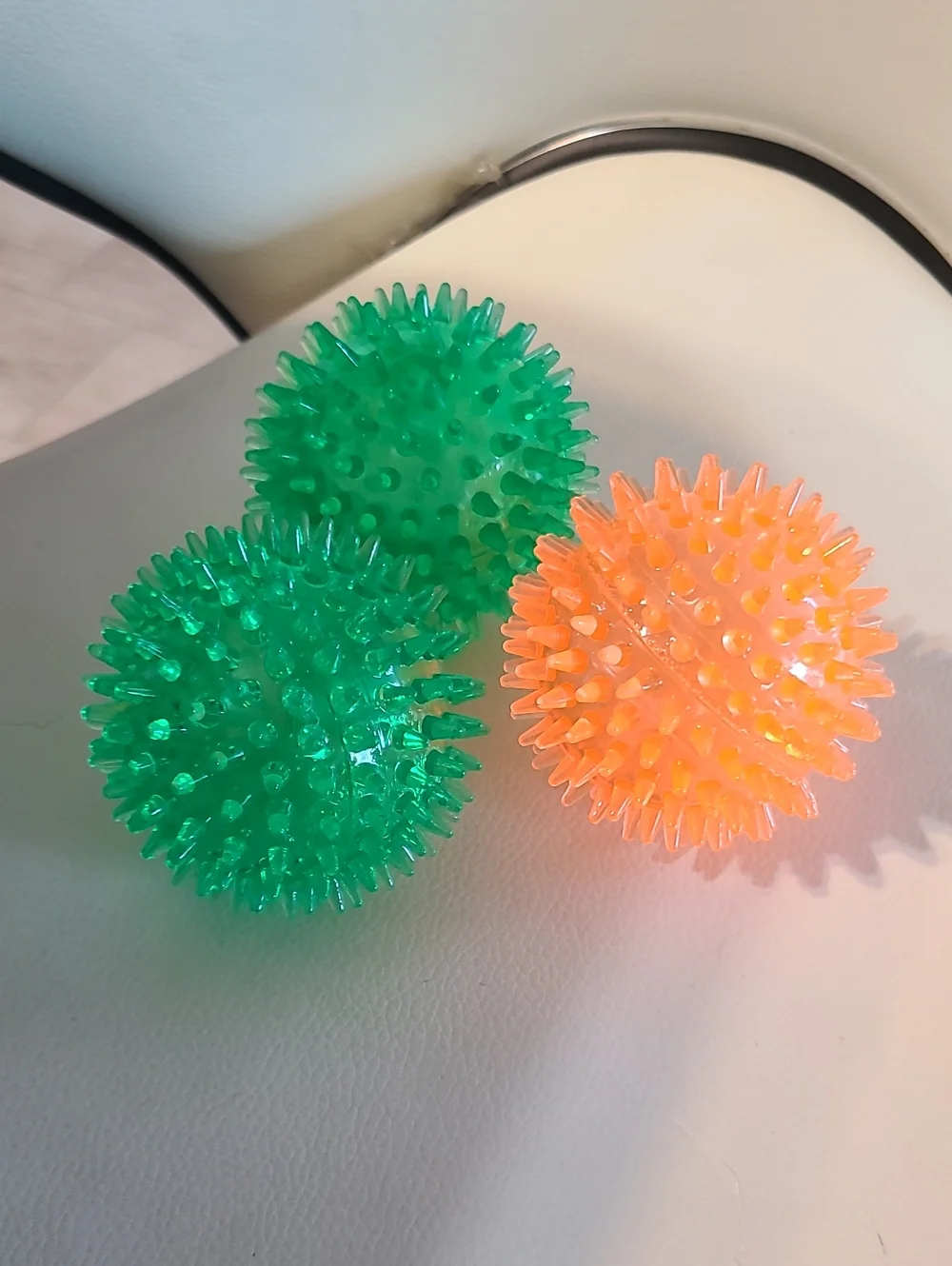 Spiky Massage & Fetch Dog Balls - Green and Orange