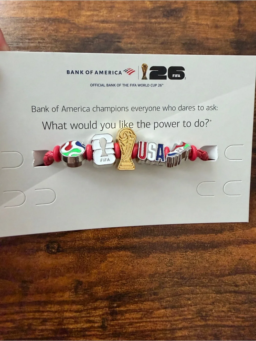 FIFA World Cup Charm Bracelet with Gold Trophy & USA Lettering