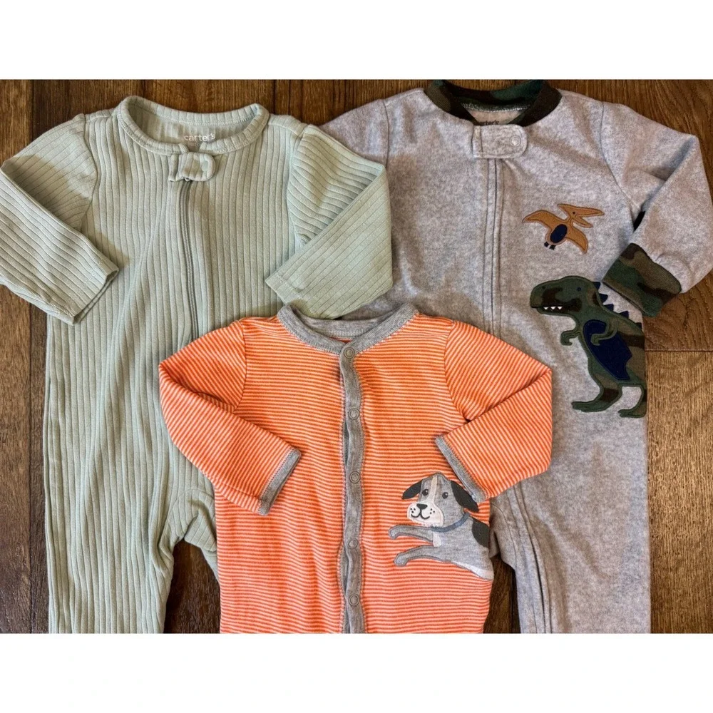 Carter's Sleep &‎ Play Pajamas Footies Baby Boy 6 Months Lot Bundle 3 Pack Dog