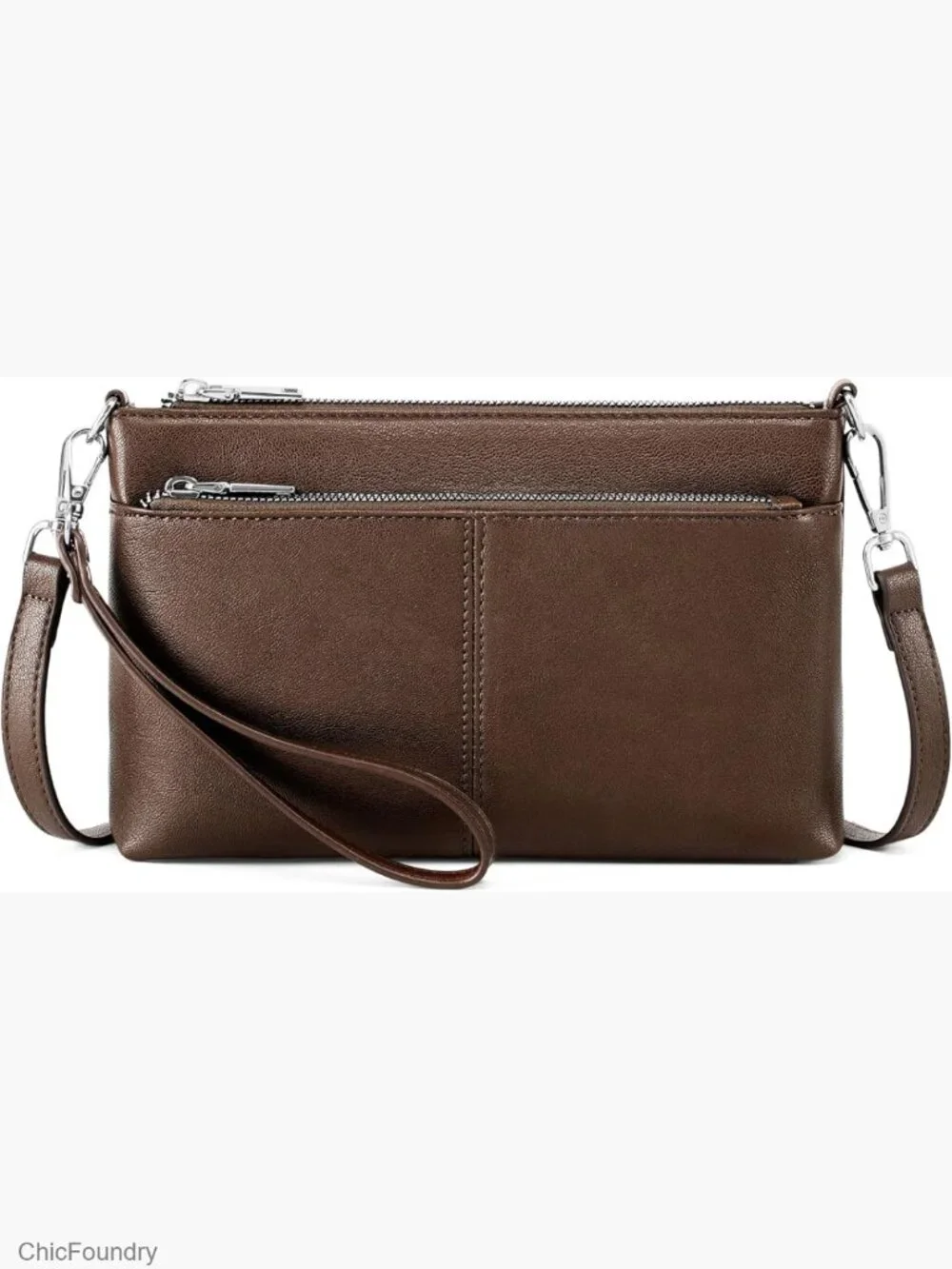 Vegan Leather RFID Wristlet Crossbody Wallet with Detachable Straps