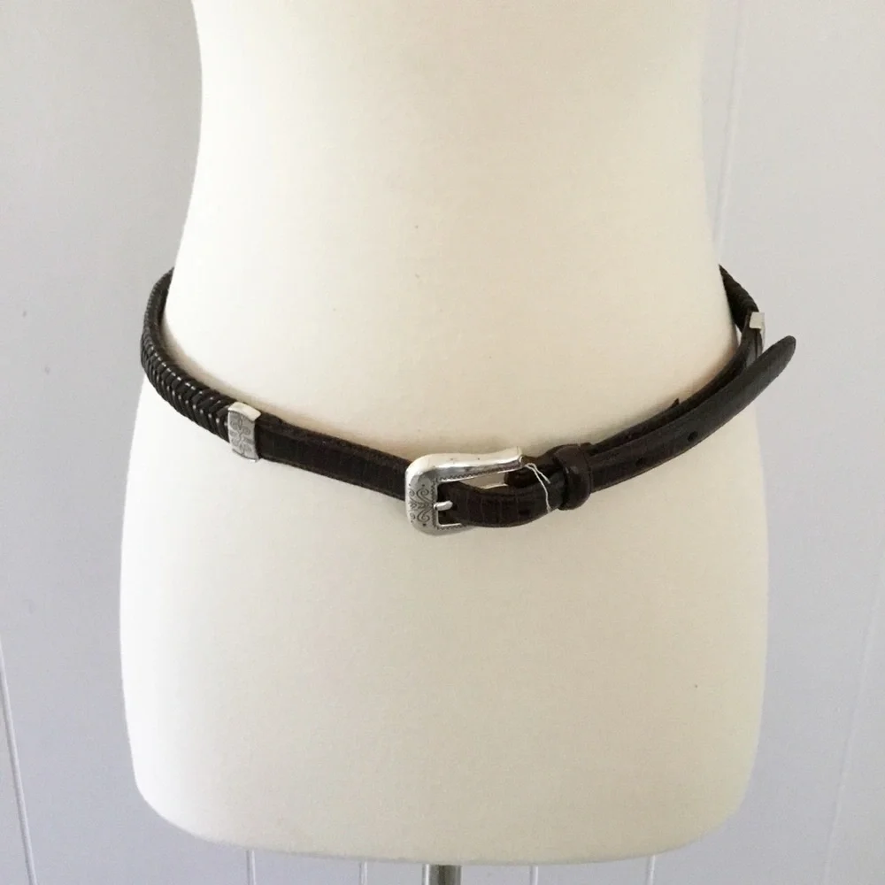 Brighton Black & Brown Leather Belt Size 32 M/L