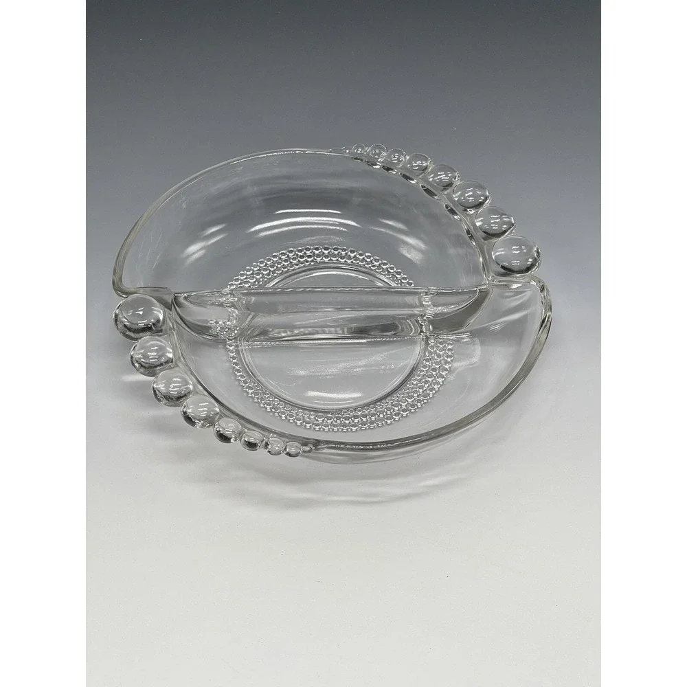 Vintage Duncan & Miller Teardrop Divided Relish Candy Dish Clear Glass Nut Mints
