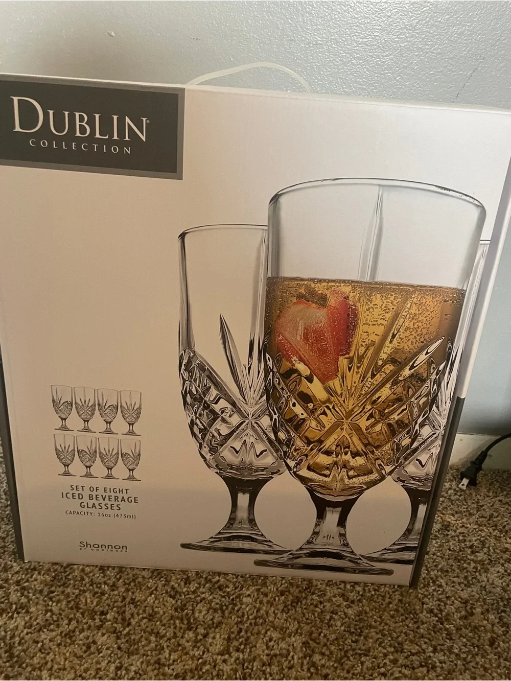 Dublin Collection by Godinger-Shannon Clear Iced Beverage Glasses - Set of 8