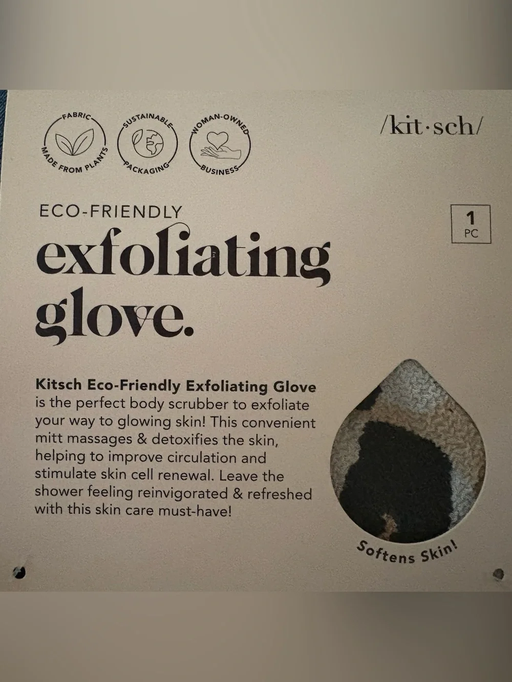 Kitsch Exfoliating Glove - Black, Cream, Tan