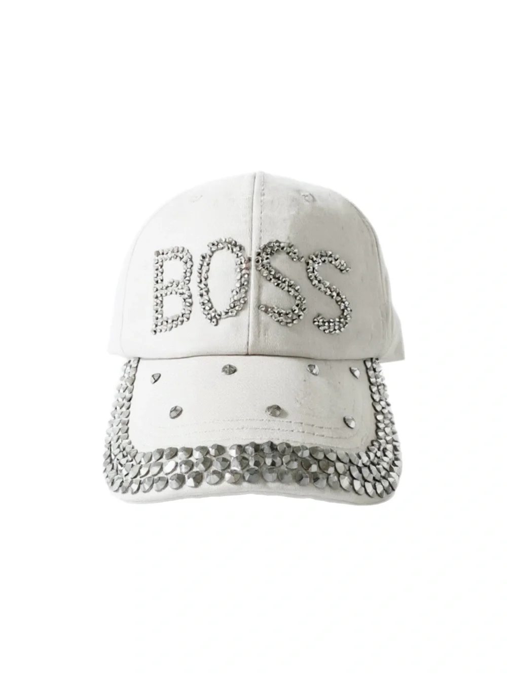 Bling Boss Rhinestone Embellished Adjustable Slideback White Hat