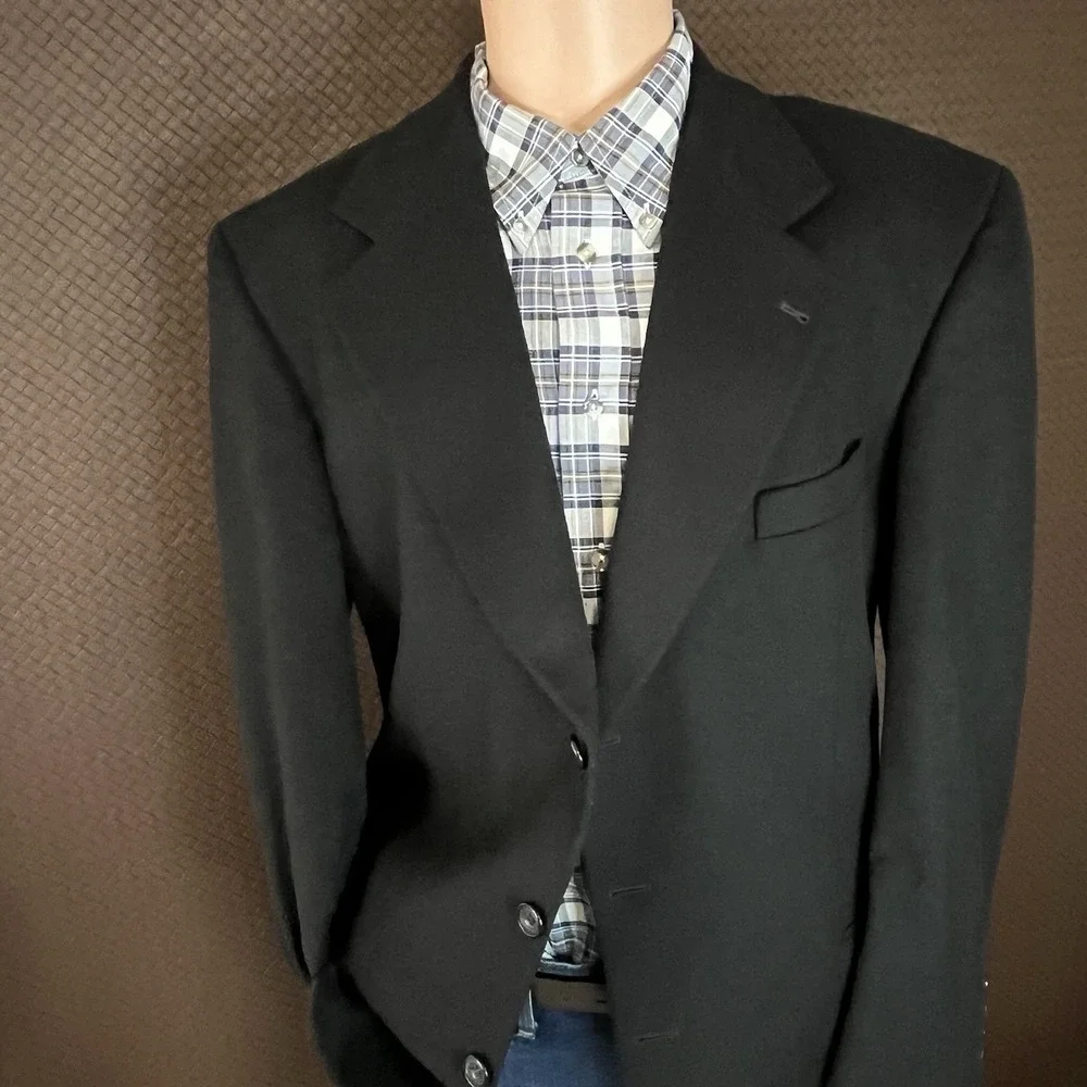 Gianfranco Ruffini Cashmere 44L Sport Coat Jacket Suit 2 Button Black Super Soft
