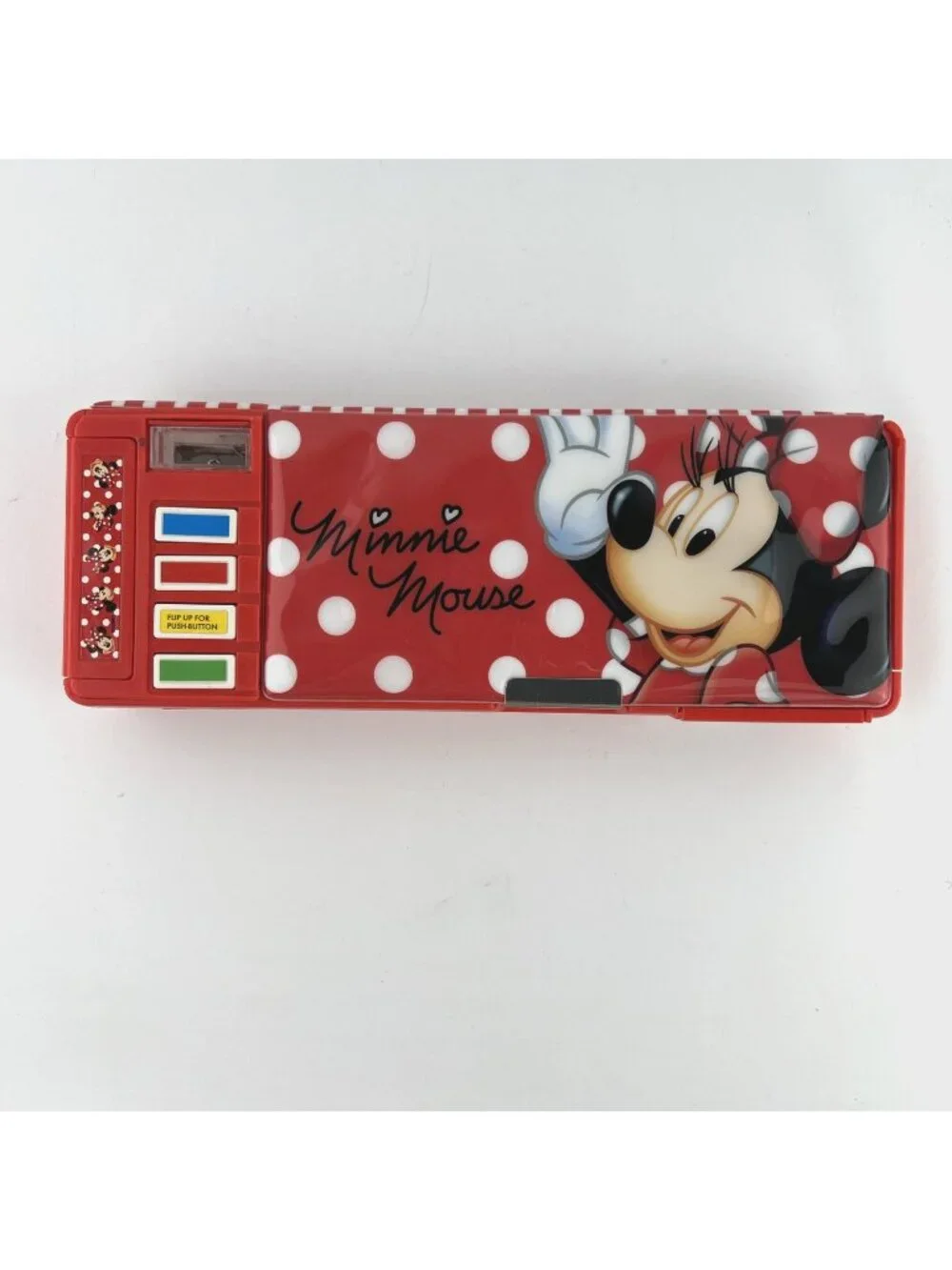 Vtg 90s Disney Minnie Mouse Mechanical Pop Out Pencil Case with Original Pencils