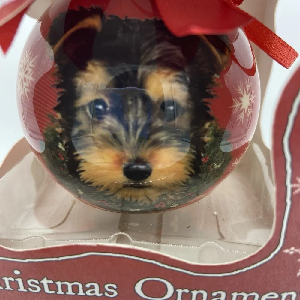 E&S Pets Yorkie Puppy Dog Christmas Ornament Decoupage NEW Yorkshire‎ Terrier