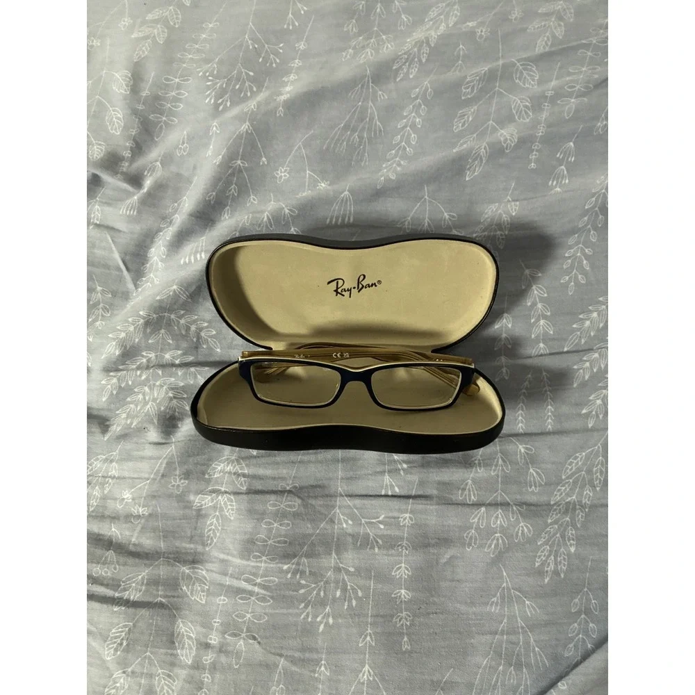 Ray Ban 5169 8119 Blue Tan Rectangular Eyeglasses Frames 52-16-140 with Case