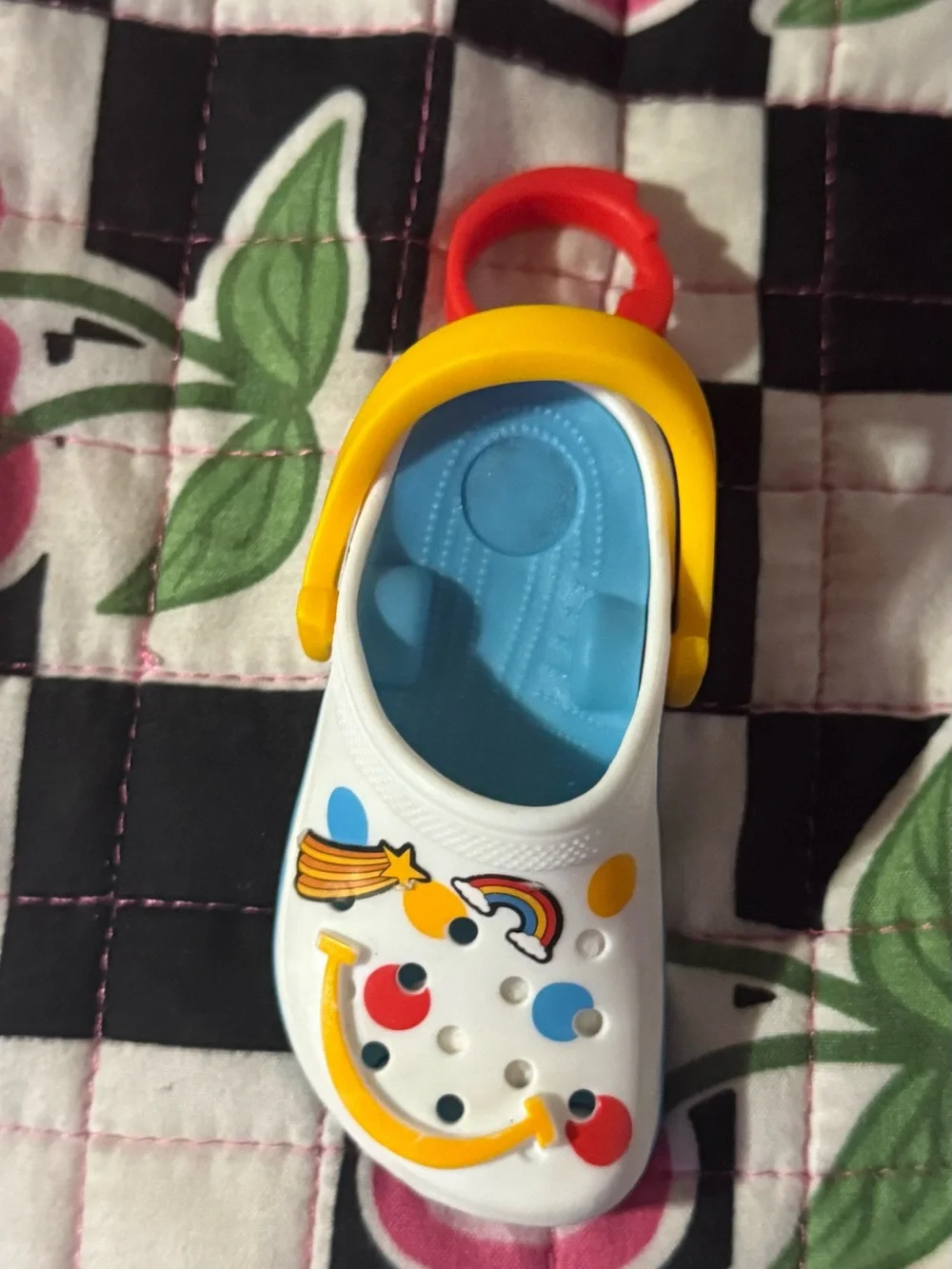 CROCS White Clog with Yellow Strap Charm