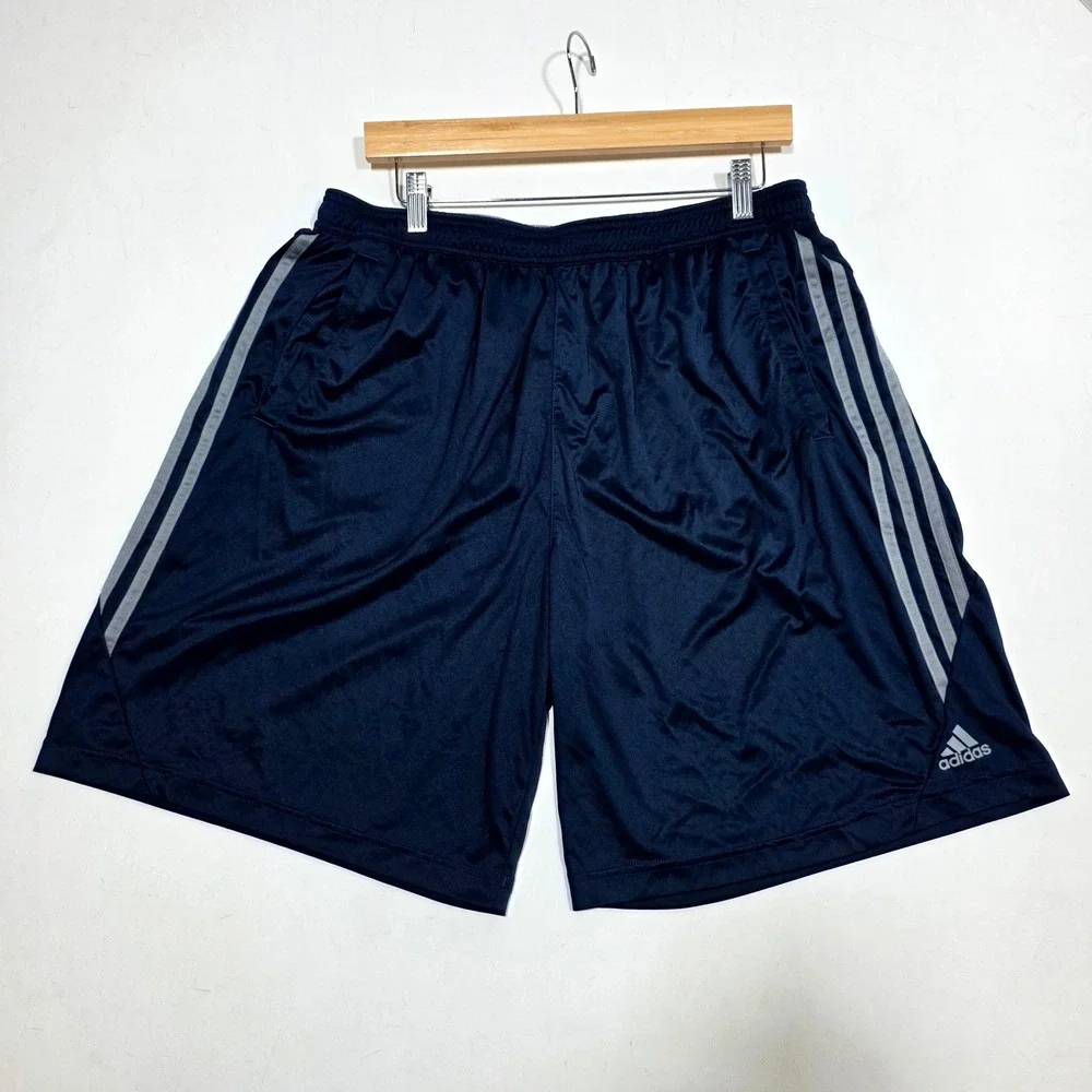 Adidas Climacool Basketball Shorts Mens XL Navy Blue 3 Stripe Athletic Workout